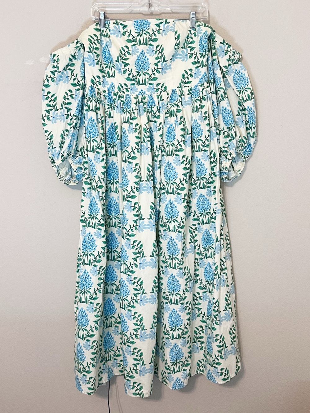 Anthropologie Let Me Be Blue and Green Hydrangea Printed Midi Dress - size M - Picture 8 of 16